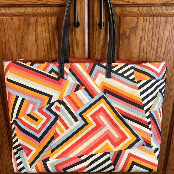 Tory Burch Kerrington LARGE Multicolor Geometric Tote Bag - Picture 2 of 11